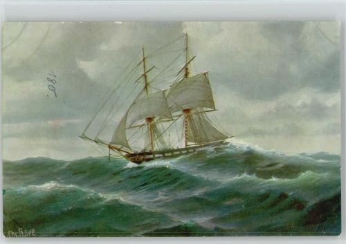 1910 Nr 262 Künstler sign Rave Holl. Kriegsbrigg Segelschiff