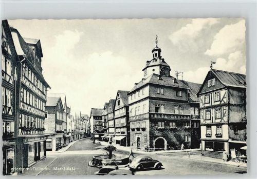 Herborn 1964 Marktplatz Volkswagen