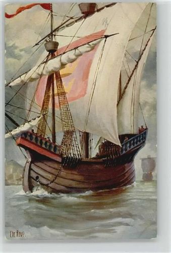 Nr. 135 Engl. Handelsschiff 14 Jahrh. Segelschiff Künstler sign Rave