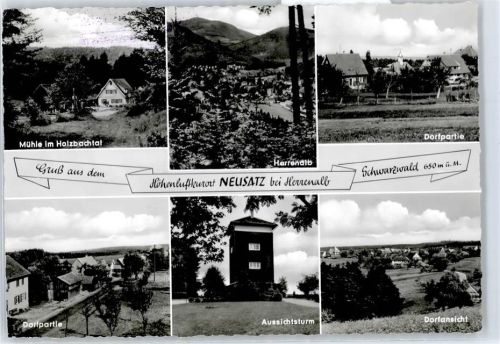 Neusatz Aussichtsturm, Dorfpartie , Posthilfsstellenstempel