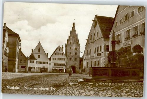 Monheim Partie am oberen Tor, Apotheke, Brunnen