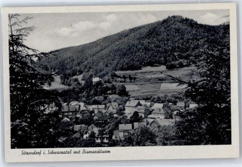 Sitzendorf Blick zum Bismarckturm, Schwarzatal