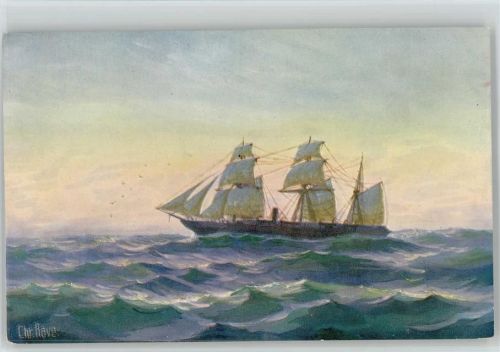 1905 - 1910 Nr. 105 Borussia Segelschiff 1856 Künstler sign Rave