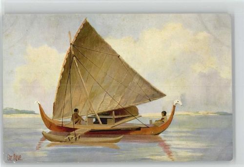 1910 Nr 85 Fischerboot von der Insel Jap Künstler sign Rave