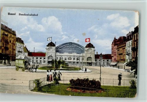 Basel Bundesbahnhof Pferdekutsche