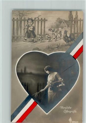Ostern - schwarz-weiß-rot - Verlag PFB Serie 3862-3 Foto AK