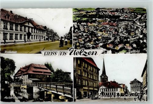 Uelzen Rathaus Außenmühle St.Marienkirche 4-Bild-Aufnahme