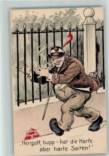 Mit dem Zaun, Harfe spielen - ca 1930 AK