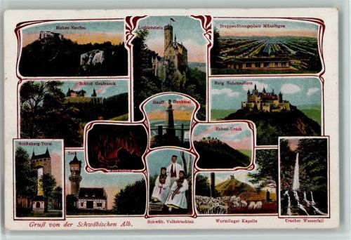 Münsingen Hohenneuffen Lichtenstein Truppenübungsplatz Münsingen Burg Hohenzollern Hauff-Denkmal Hohen-Urach Schönberg-Turm Volkstrachten Wasserfall Nebelhöhle Wurmlinger Kapelle Teck