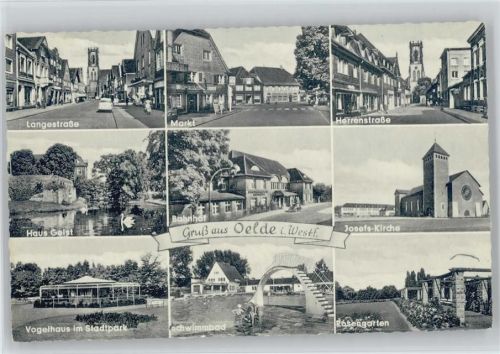 Oelde Langestraße Markt Herrenstraße Haus Geist Bahnhof Josefs-Kirche Vogelhaus Stadtpark Schwimmbad Rosengarten