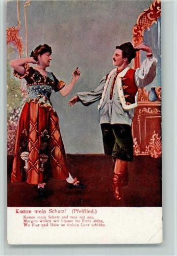 Komm mein Schatz, Pfeiflied - komm tanz mit mir ca 1918 AK , kl. Eckknick