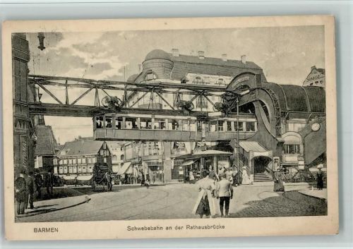 Barmen Schwebebahn an der Rathausbrücke