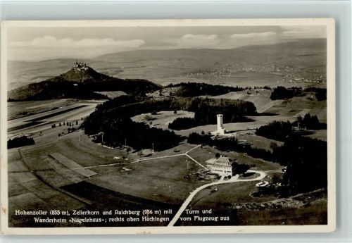 Hechingen Luftaufnahme Hohenzoller Zellerhorn Raichberg mit Turm und Wanderheim Nägelehaus