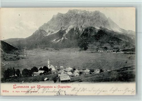 Lermoos 1903 Gesamtansicht mit Wetterstein und Zugspitze