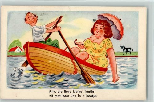Comic - Ausflug im Ruderboot - 1952 AK