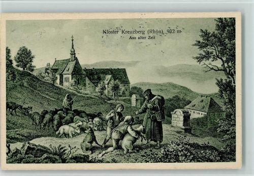 Kreuzberg Kloster Kreuzberg aus alter Zeit Mönch Schafherde
