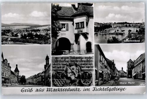 Marktredwitz Gesamtansicht, Erker am Rathaus, Unterer Markt, Schwimmbad, Oberer Markt
