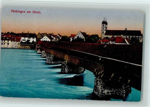Bad Säckingen Holzbrücke Kirche Teilansicht