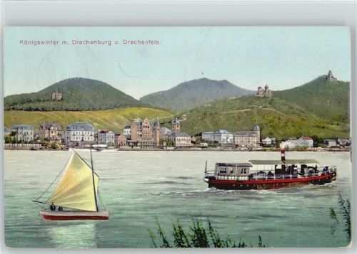 Königswinter Drachenburg Dampfschiff Segelschiff
