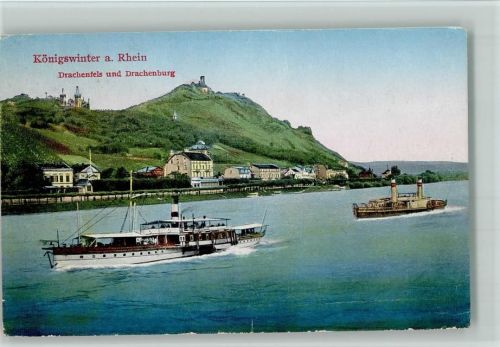 Königswinter Drachenfels und Drachenburg Rheinschiffe