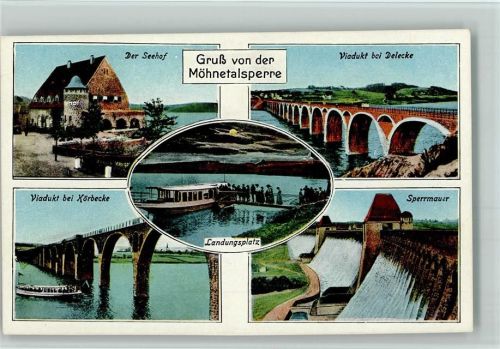 Möhnesee Seehof Viadukt bei Delecke Viadukt bei Körbecke Sperrmauer Landungsplatz Möhnetalsperre