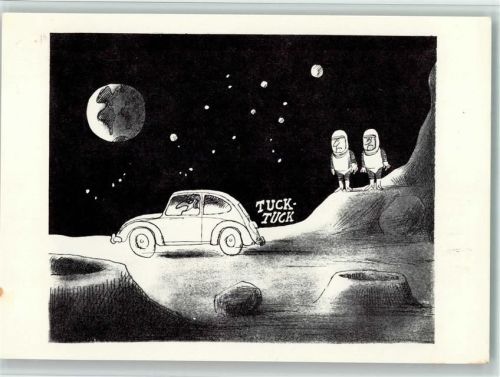 Karikatur VW-Käfer auf dem Mons Astronauten