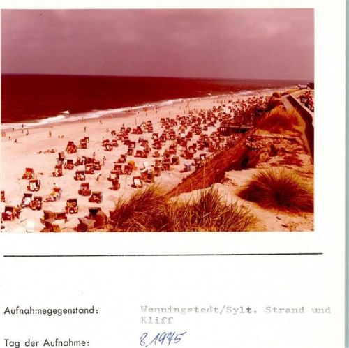 Wenningstedt Strand und Kliff Foto montiert auf Karton