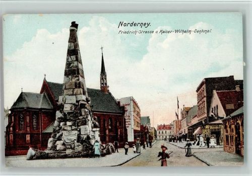 Norderney Friedrich-Strasse und Kaiser-Wilhelm-Denkmal