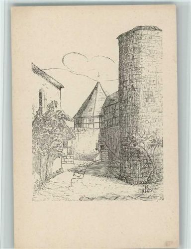 Breitenbach Schloß Herzberg Federzeichnung sign. Ph. Gönner