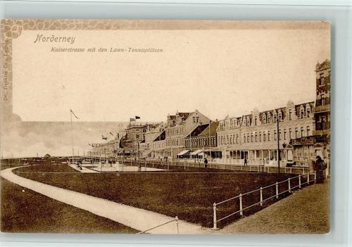 Norderney Kaiserstrasse mit den Lawn-Tennisplätzen