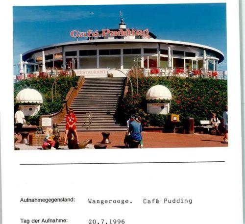 Wangerooge Café Pudding Briefkasten Foto montiert auf Karton