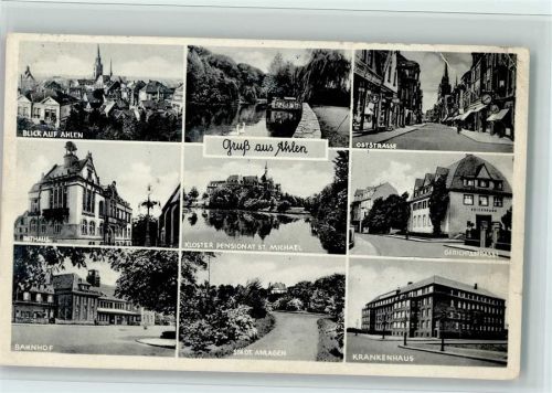 Ahlen Blick auf Ahlen Oststrasse Rathaus Kloster Pensionat ST. Michael Gerichtsstrasse Bahnhof Städt. Anlagen Krankenhaus