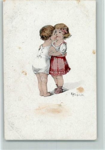 Junge Kinder küssen sich sign. E. Fronk
