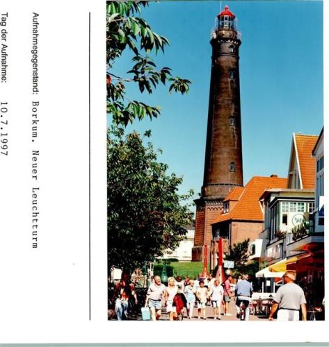 Borkum Neuer Leuchtturm Foto montiert auf Karton