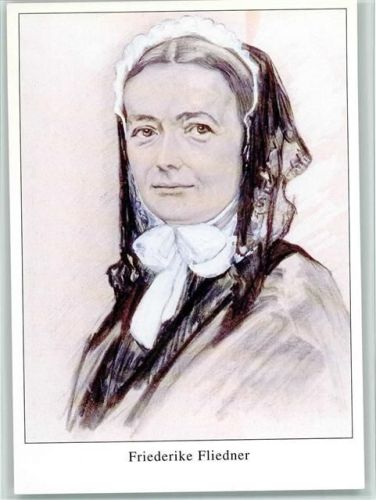Friederike Fliedner Portrait Erste Vorsteherin der Kaiserswerther Diakonie sign. Junker