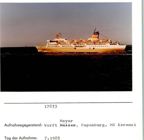 Borkum Werft Meyer Papenburg MS Kerenci Foto montiert auf Karton
