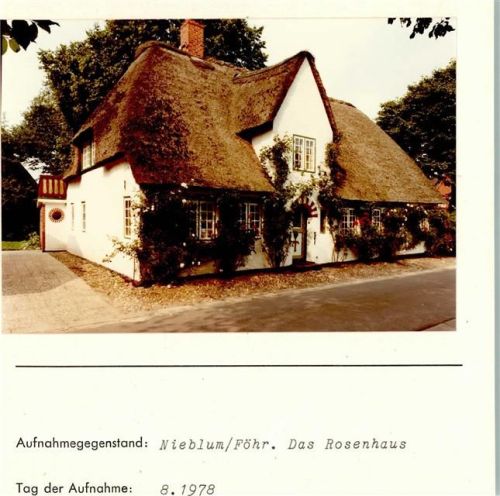 Nieblum Rosenhaus Foto montiert auf Karton