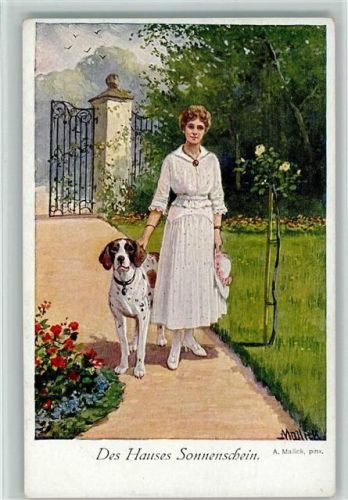 S.V.D. Serie 4263-6 - Frau mit Hund AK