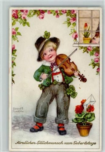 1940 Nr. 7141 Geburtstag - Kind mit einer Geige AK