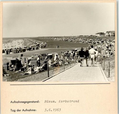 Büsum Korbstrand Foto montiert auf Karton