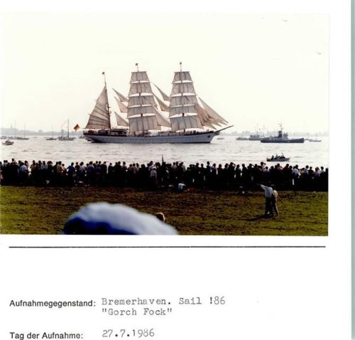 Bremerhaven Sail ´86 Gorch Fock Foto montiert auf Karton