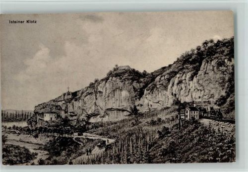 Istein Isteiner Klotz - Eisenbahn kommt aus dem Tunnel ca 1918 AK