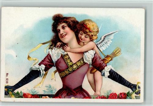 1898 Schöne Frau mit einer Rosengirlande AK