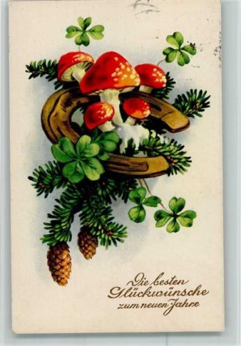Hufeisen Neujahr Tannenzweig Vierblättriger Klee