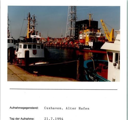 Cuxhaven Alter Hafen Foto montiert auf Karton
