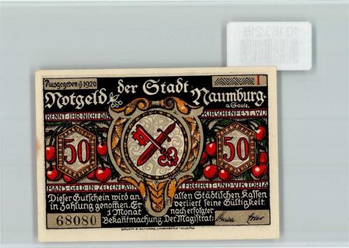 Naumburg Notgeld Kirschen Scherenschnitt