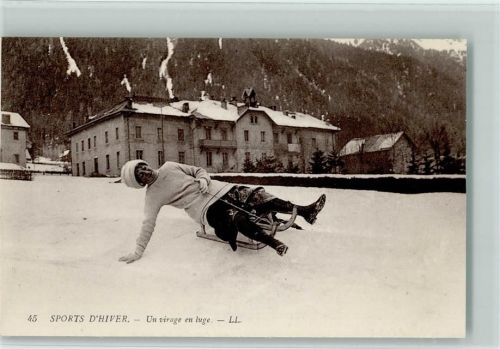 1908 Verlag LL Nr. 45 Sports d`hiver - Un virage en luge , sehr gute Erhaltung AK
