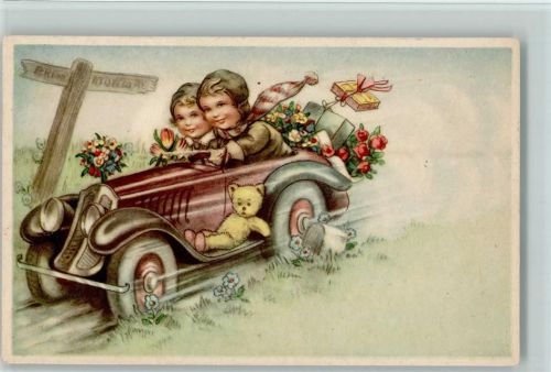 1932 Amag 3234 Kinder im Auto, Teddy fährt mit