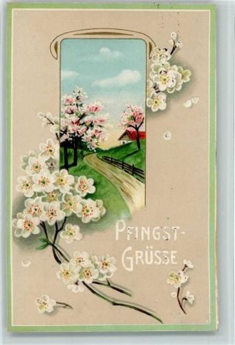 1910 Jugendstil - Blüten, Bäume blühen AK