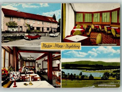 36399 W6494 Nieder-Moos - Pension Jöckel Innenaufnahmen Gesellschaftszimmer Speiseraum Nieder-Mooser-See 4-Bildaufnahme